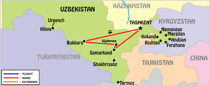 Pearls of Uzbekistan Map