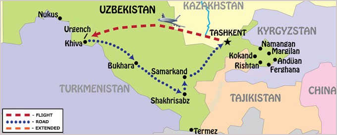 Treasures of Uzbekistan Map